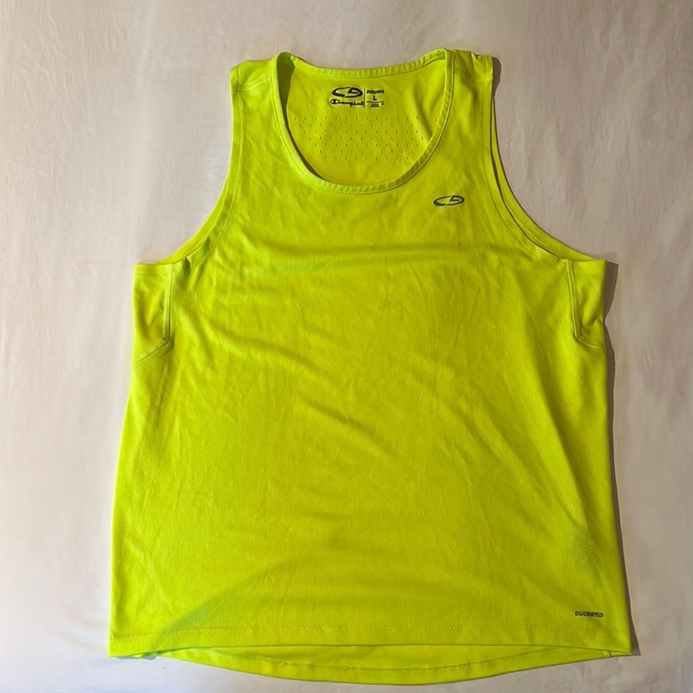 Sporty! Champion Mesh-Like Sports Tank Top in Neon Yellow